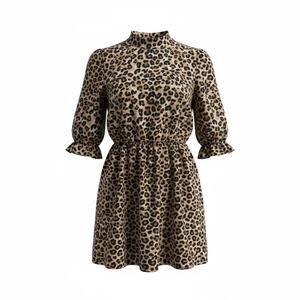 Rare Editions Girls 7 Leopard Print Dress Ruffle Sleeve Animal Print